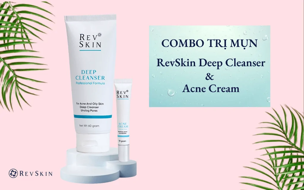 Combo trị mụn RevKin gồm sữa rửa mặt và kem chấm mụn