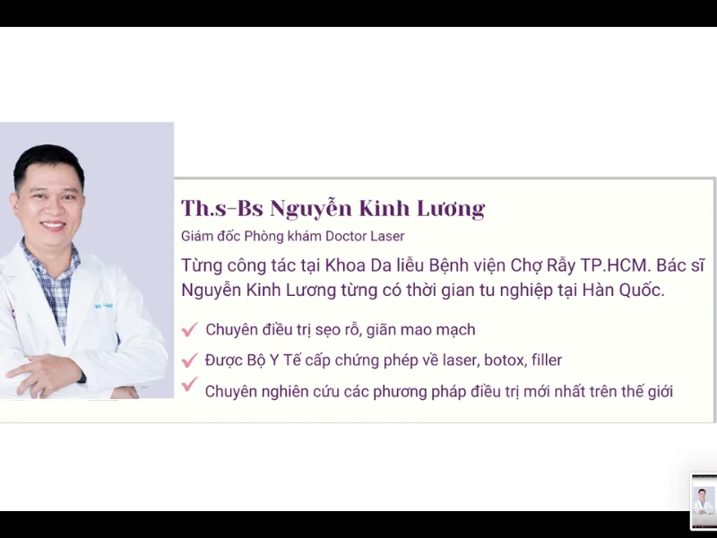 Ths-Bs Nguyễn Kinh Lương là GD phòng khám da liễu Doctor Laser