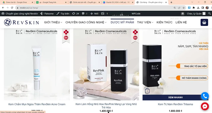 Website của Dược mỹ phẩm RevSkin