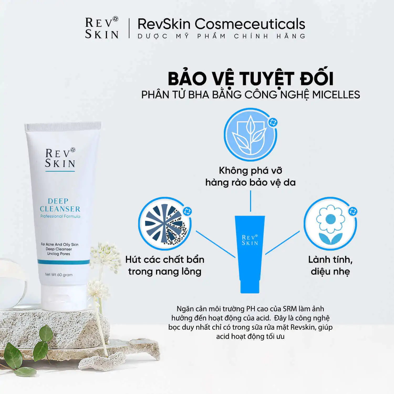 Sữa rửa mặt RevSkin ứng dụng cộng nghệ Micelles