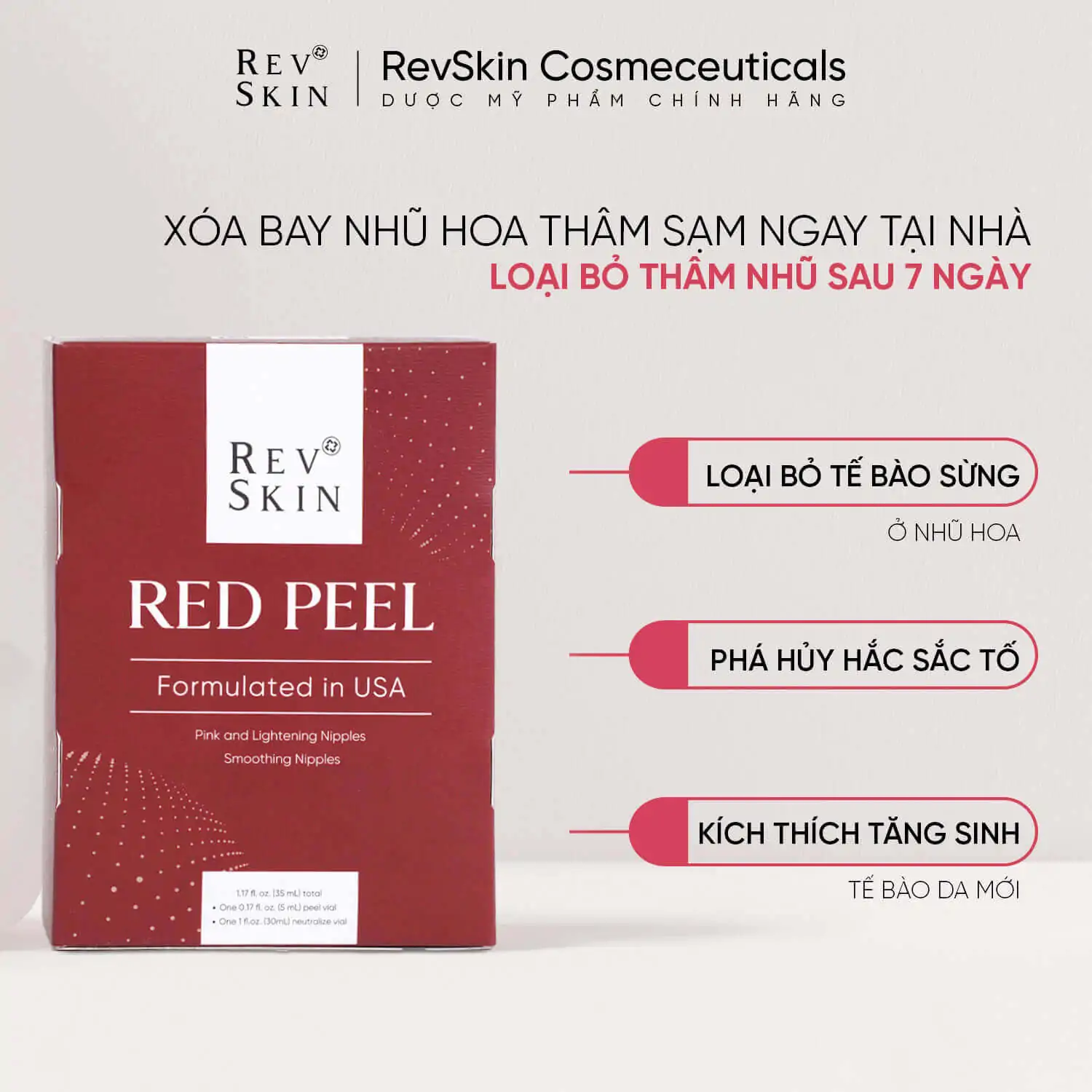 Bộ sản phẩm peel trị thâm nhũ hoa tại nhà RevSkin Red Peel