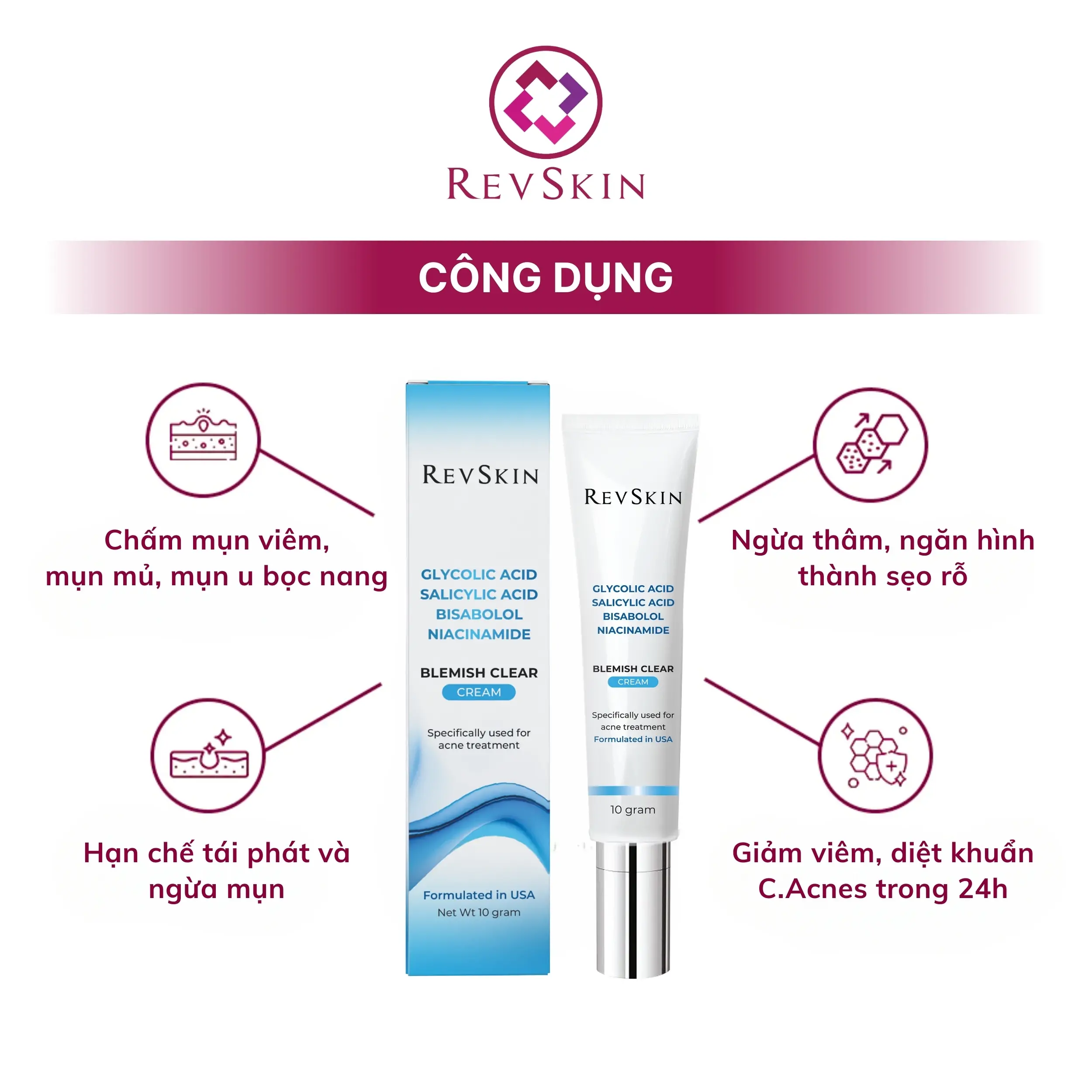 revskin blemish clear cream cong dung