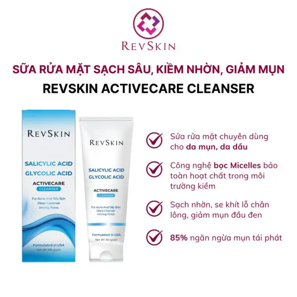 Alternative view of Sữa rửa mặt Revskin Activecare Cleanser cho da dầu, mụn và giảm mụn đầu đen