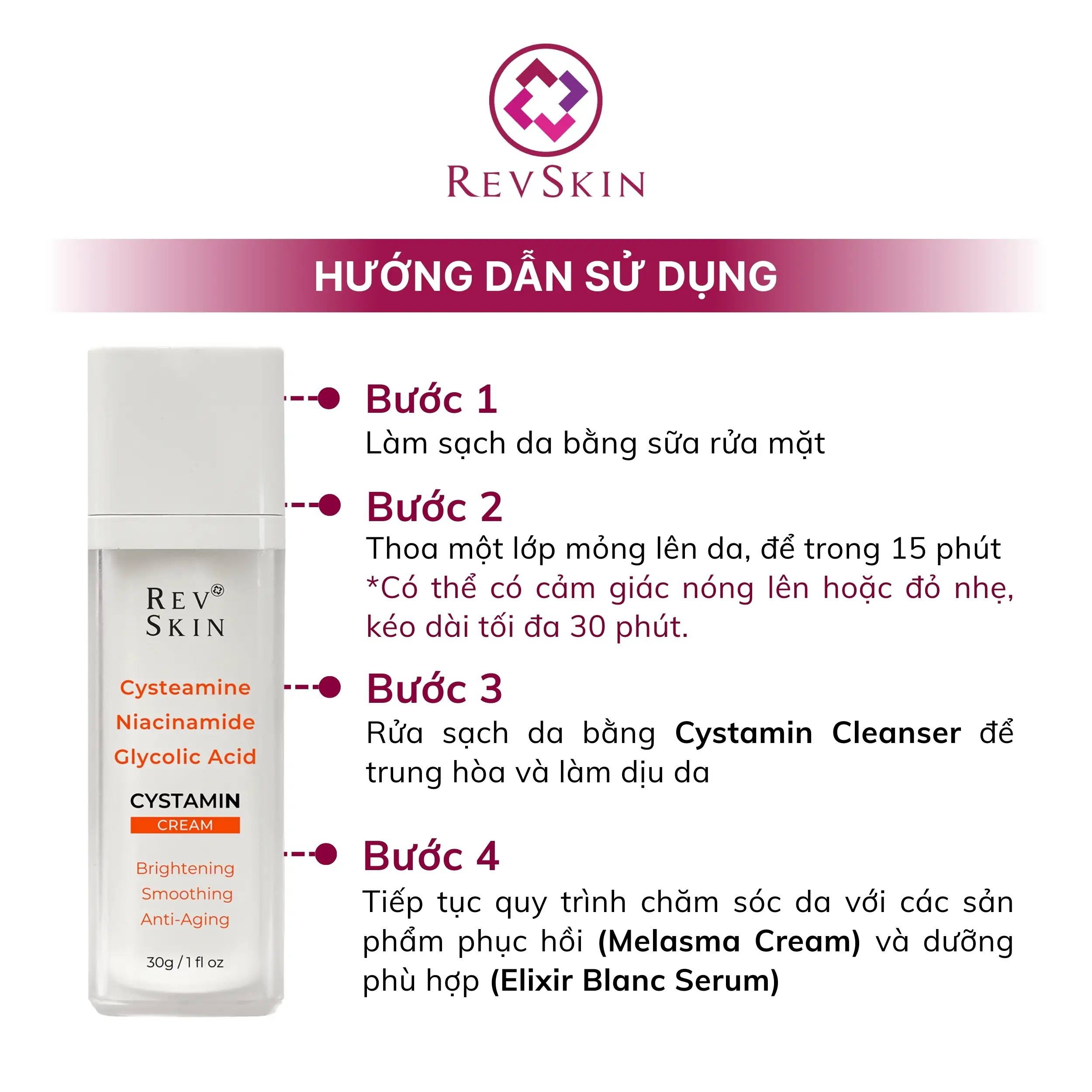 revskin cystamin cream huong dan su dung